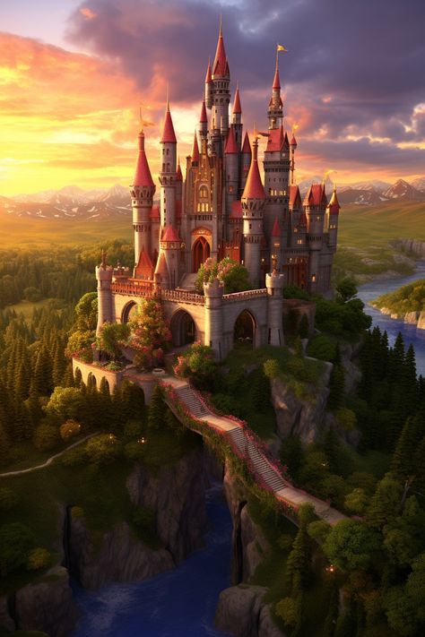 Anime Castle, Forest Castle, Fantasy Castles, Enchanted Castles, Enchanted Kingdom, Fantasy Town, Book Background, Underwater Art, House Design Pictures