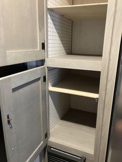 RV Storage and Organizing Ideas | I can’t lay claim for this fabulous hack, saw it on one of the many camping/RV pages I belong to Rv Laundry Hamper Ideas, Rv Pantry Storage Ideas, Camper Closet Storage Ideas, Rv Closet Remodel, Rv Closet Storage, Rv Closet Storage Ideas, Rv Closet Organization, Rv Closet, Rv Cabinets