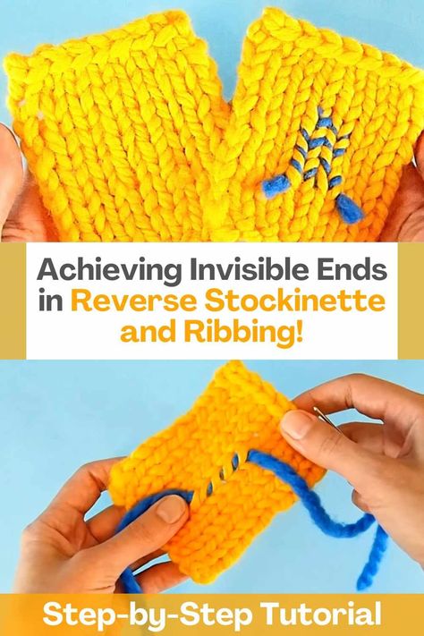 Are you tired of yarn tails ruining the clean finish of your knitting projects? We've got you covered! We recently stumbled upon an incredible video tutorial by the talented 10rowsaday, showcasing an almost invisible way to weave in yarn tails in Reverse Stockinette Stitch and Ribbing. Join us as we explore this simple yet game-changing technique for weaving in ends invisibly on the knit side of the fabric. Before we delve into the details, make sure to check out 10rowsaday's video tutorial... Invisible Seams In Knitting, Invisible Cast On Knitting, Join Yarn Invisibly, Yarn Joining Invisible, Knit Stretchy Bind Off, Knitting Tips, Yarn Tail, Free Knitting Pattern, Stockinette Stitch