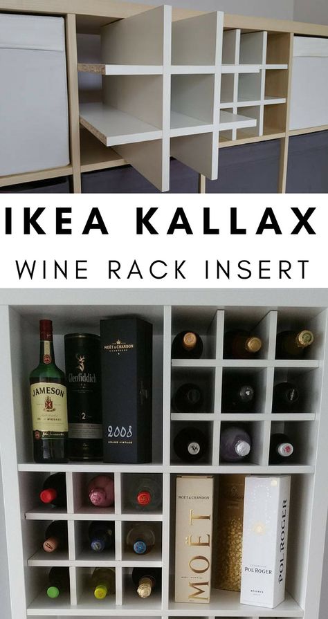 Ikea Wine, Small Home Bar Ideas, Kallax Insert, Small Bars For Home, Ikea Bar, Room Storage Diy, Home Bar Rooms, Cube Unit, Ikea Kallax