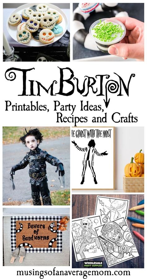 Tons of Free Tim Burton Printables, Party Ideas, Recipes and Crafts from Beetlejuice, Nightmare before Christmas, Edward Scissor Hands and more... Tim Burton Party, Classic Halloween Movies, Spooky Halloween Desserts, Edward Scissor, Scissor Hands, Halloween Movie Night, Beetlejuice Halloween, I Love Halloween, Halloween Party Ideas