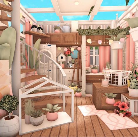 Cute Bedroom Ideas In Bloxburg, Fairy Bloxburg House, Preppy Bloxburg, House Ideas Interior, Cottage Core Bloxburg House, Bloxburg Aesthetic, Bloxburg Cottage, Casas The Sims Freeplay, Aesthetic Bloxburg