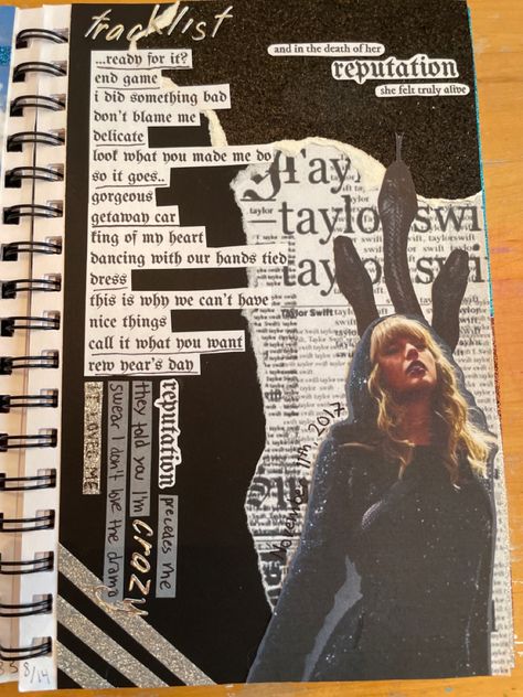 Taylor Swift Scrapbook, Taylor Journal, Song Diary, Song Journal, Rep Era, Taylor Swift Book, Aesthetic Journaling, Music Journal, Taylor Songs