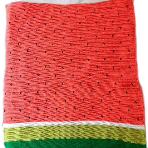 Watermelon Crochet Blanket - Free Pattern Watermelon Blanket, How To Double Crochet, Large Knit Blanket, Watermelon Crochet, Crochet For Beginners Blanket, Crochet Knit Stitches, Easy Crochet Baby, Crochet Blocks, Crochet Amigurumi Free Patterns