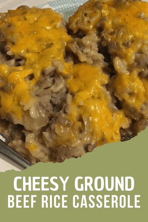 The Cheesy Ground Beef and Rice Casserole are extremely simple to put together! Keep this healthy meal in the fridge for the next time you have a hectic day, and you will be doing yourself a favor. The amazing cheese sauce takes it to a whole new level! This delicious and inexpensive comfort food dinner Ground Beef Rice Casserole, Beef Rice Casserole, Ground Beef And Rice Casserole, Beef And Rice Casserole, Quick Casseroles, Cheesy Ground Beef, Ground Beef And Rice, Ground Beef Rice, Fluffy Rice