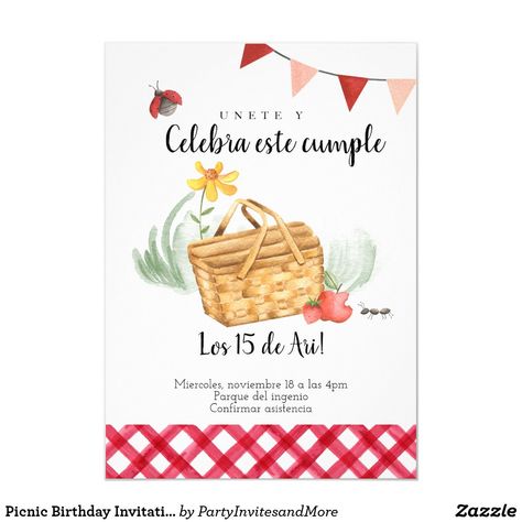 Summer Birthday Party Invitations, 18th Birthday Invitations, Ladybug Picnic, Picnic Invitations, Picnic Birthday Party, Picnic Theme, Birthday Picnic, Park Birthday, Picnic Birthday