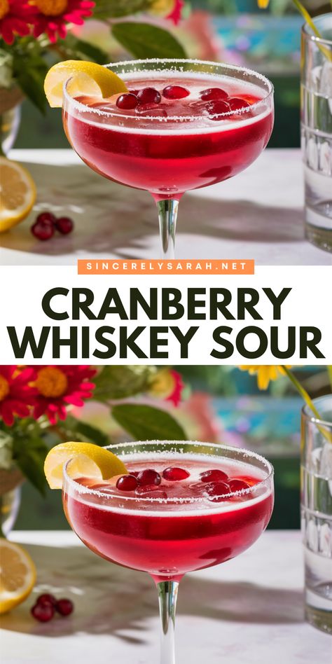 🥂 Get ready to elevate your cocktail game with the Cranberry Whiskey Sour! This delightful concoction combines the rich, bold flavors of whiskey with the tartness of cranberry, creating a perfectly balanced drink that's both refreshing and sophisticated. Whether you're hosting a holiday party or just relaxing at home, the Cranberry Whiskey Sour is the ideal choice to add a touch of elegance to any occasion. 🍒 Cranberry Whiskey Sour, Fall Cocktails Easy, Mint Chocolate Chip Cupcakes, Cocktail Cupcakes, Easy To Make Cocktails, Pineapple Mint, Cranberry Juice Cocktail, Pineapple Cocktail, Winter Cocktails