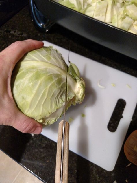 How To Chop Cabbage, How To Cut Cabbage, Cabbage And Smoked Sausage, Keto Cabbage Recipe, Sweet And Sour Recipes, Baked Cabbage, Cabbage Steaks, Cabbage Head, Cooked Cabbage