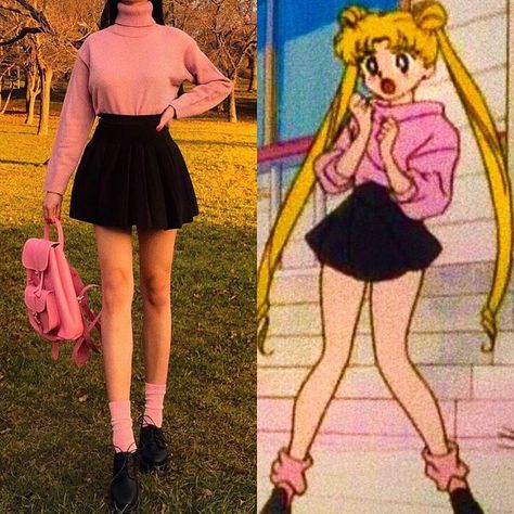 Usagi Tsukino alias Sailor Moon from Sailor Moon inspired outfit. Should I post more anime character inspired looks?🌙 . . Jumper:… Sailor Moon Outfit, Sailor Moon Fashion, Mode Kawaii, Sailor Moon Cosplay, Character Inspired Outfits, Idee Cosplay, Anime Inspired Outfits, Casual Cosplay, K Fashion