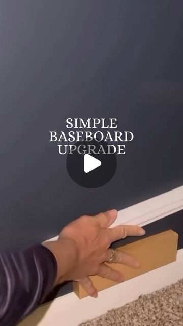 Baseboard Trim Hacks, Baseboards Before And After, Upgrade Baseboards, Cheap Baseboard Ideas, Baseboard Color Ideas, Trim And Baseboard Ideas, Baseboard Colors, Modern Baseboards And Trim, Simple Baseboards