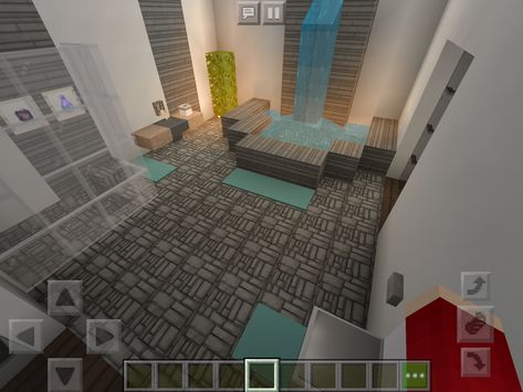 Awesome Minecraft bathroom #minecraft Minecraft Cake Easy, Minecraft Modern Houses, Minecraft Bathroom, Fireplace Minecraft, Minecraft Fireplace, Minecraft Blueprint, Minecraft Modern Mansion, Minecraft Hus, Minecraft Rooms