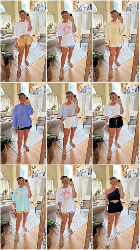 Aerie Haul, Summer Outfits Athletic, Outfit Athletic, Comfy Outfit, Spring Summer Outfits, Athletic Wear, Comfy Outfits, Black Shorts, Summer Outfit