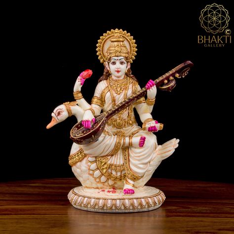 *Gayatri Tridevi on Swan, Musical Goddess Idol, Dust Marble Ma Saraswathy Murthi, Mata Saraswati Morti, Maa Sarasvati Figure, Saraswati Moorti on Swan, Devi Saraswati Murti for Gift for Music Lover, Dust Marble Saraswati Ma Murty, Big Mother Saraswati Morthi, Sitting Saraswati Idol, Seated Sarasvati Figurine, Saraswathi Sculpture* Weight: 1.050 KG Approx Measurement: Height- 21 CM / 8 Inches Approx Width- 17 CM / 6.5 Inches Approx Depth- 11 CM / 4.5 Inches Approx Saraswati, goddess of knowledge Dawn Goddess, Saraswati Murti, Goddess Of Knowledge, Kali Statue, Lakshmi Statue, Saraswati Statue, Mahadev Quotes, Saraswati Goddess, Hindu Statues