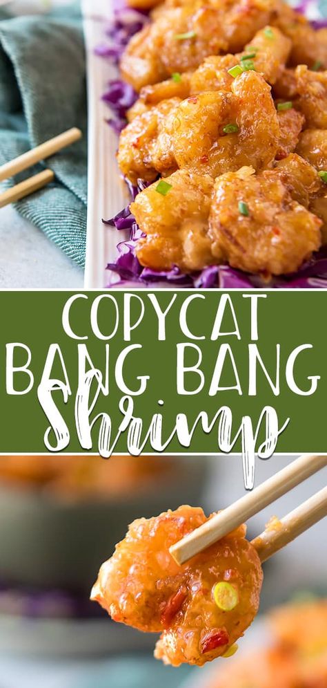 Everyone's favorite Bonefish Grill appetizer can be made at home using this copycat Bang Bang Shrimp recipe! Super crispy deep-fried shrimp are tossed in a sweet-and-spicy mayo-based glaze - perfect on their own, but even better served in tacos, rice bowls, or on an Asian salad. Glazed Shrimp Recipes, Fried Shrimp Salad, Recipes Using Salad Shrimp, Recipe Bowls, Mexican Shrimp Recipes, Bang Bang Shrimp Recipe, Grilled Appetizers, Bonefish Grill, Bang Bang Shrimp