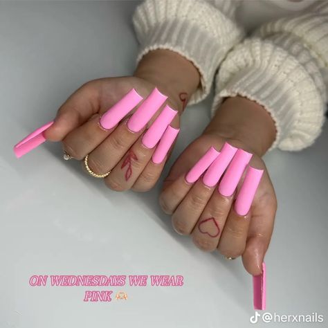 Hot Pink Acrylic Nails Coffin Long, Long Nails Pink, Barbie Long Nails, Long Neon Nails, Long Acrylic Nails Hot Pink, Long Pink Nails, Pink Long Nails, Barbie Pink Long Acrylic Nails, Hot Pink Xl Acrylic Nails