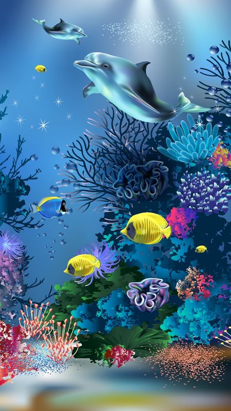 Marine Life Wallpaper, Aquarium Wallpaper, Artists Instagram, Aquarium Live Wallpaper, Live Fish Wallpaper, Underwater Wallpaper, Ocean Art Painting, Fish Tank Themes, Fish Background