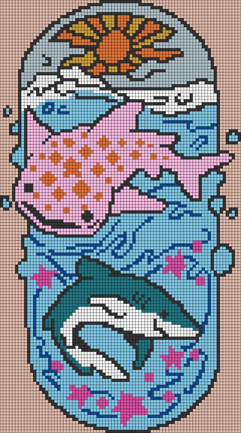 Alpha pattern #174978 | BraceletBook Whale Shark Cross Stitch Pattern, Whale Shark Cross Stitch, Mermaid Alpha Pattern, Shark Tapestry Crochet, Koi Fish Alpha Pattern, Whale Shark Pixel Art, Ocean Alpha Pattern, Big Cross Stitch Patterns, Shark Alpha Pattern