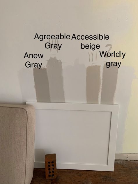 Worldly Gray Vs Accessible Beige, Gray Beige Walls, Accessible Beige Vs Worldly Gray, Anew Gray Color Pallet, Agreeable Gray Bedroom Decor, Agreeable Beige Sherwin Williams, Anew Gray Complimentary Colors, Accessible Beige Vs Agreeable Gray, Agreeable Gray Complimentary Colors