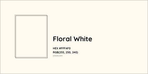 HEX #FFFAF0 Floral White Color - Color Code Off White Hex Code, White Hex Code, Munsell Color System, Pantone Tcx, Analogous Color Scheme, Rgb Color Codes, Hexadecimal Color, Rgb Color Wheel, Monochromatic Color Palette