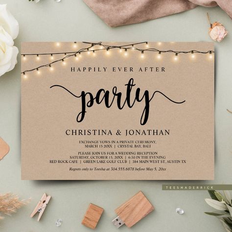 Elopement Cards, Elopement Invitations, Wedding Brunch Invitation, Post Wedding Brunch, Post Wedding Brunch Invitations, Happily Ever After Party, Ever After Party, Elopement Party, Elopement Invitation