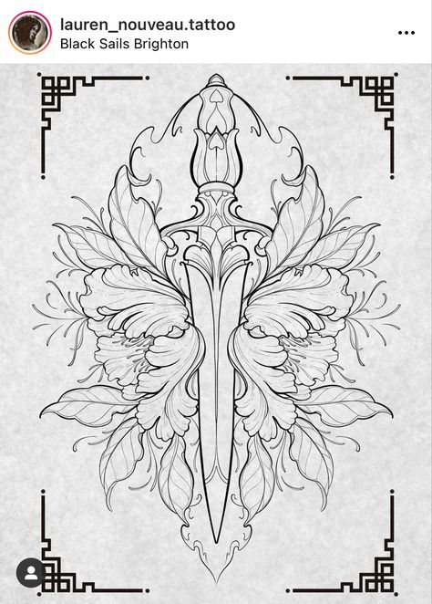 Dragonfly Ornamental Tattoo, Art Nouveau Back Tattoo, Tattoo Sleeve Background, Neotraditional Flowers, Neotraditional Tattoo Flash Art, Dot Work Tattoo Design, Art Tattoo Design, Tattoo Designs Drawings, Nouveau Tattoo