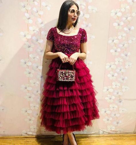 Stuff to buy contact us for details hurry up Frock Skirt Design, Sequence Frock For Women, Frill Dress Ruffles Gowns, Net Frocks For Women, Net Dresses Design Ideas, Frill Frock, Net Frocks, Net Dress Design, Net Frock