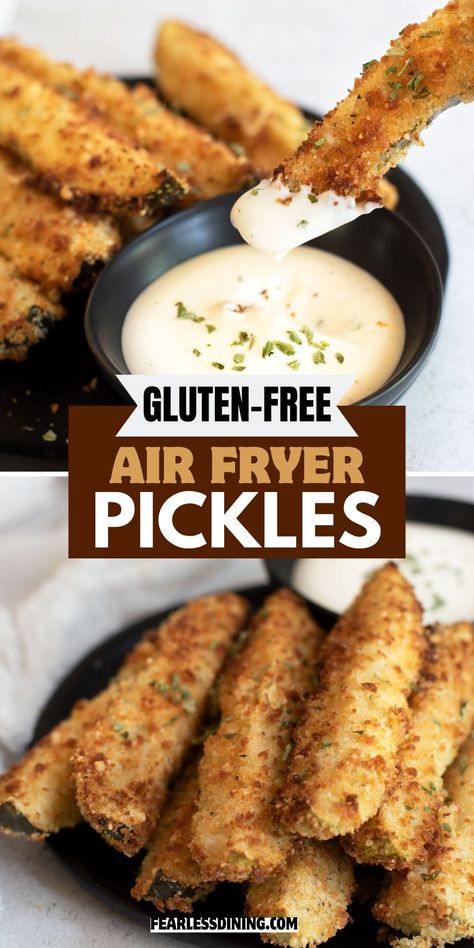 Gluten Free Fried Pickles, Fried Pickles Air Fryer, Air Fryer Pickles, Oven Fried Pickles, Gluten Free Recipes Appetizers, Deep Fried Pickles, Restaurant Appetizers, Snack Easy, Game Day Party