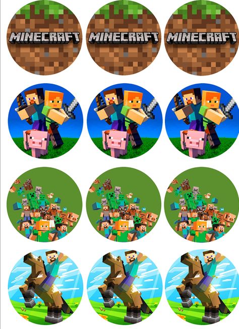 Minecraft Cupcake Toppers, Minecraft Cupcakes, Minecraft Bday, Minecraft Party Decorations, Minecraft Birthday Cake, Diy Cake Topper Birthday, Character Cupcakes, Pixel Quilting, Boho Wedding Invitation Template