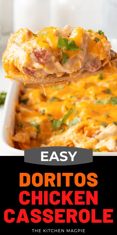 Doritos Chicken Casserole Chicken Dorito Casserole Recipe, Tasty Casseroles, Enchiladas Burritos, Dorito Chicken Casserole, Doritos Chicken Casserole, Doritos Recipes, Perfect Baked Chicken Breast, Delicious Casseroles, Doritos Chicken