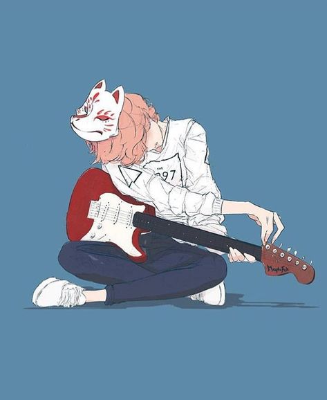 Raw Sushi, Guitar Drawing, Guitar Art, Anime Music, Boy Art, Cartoon Art Styles, Drawing Art, Art Reference Poses, 그림 그리기