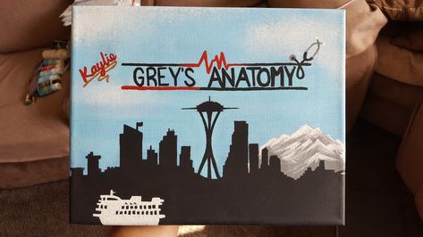 Grey's Anatomy inspired painting. Painted it as a birthday present. Anatomy Painting Ideas, Greys Anatomy Art Drawings, Painting Ideas Greys Anatomy, Greys Anatomy Painting, Greys Anatomy Canvas Painting, Greys Anatomy Painting Ideas, Greys Anatomy Crafts, Greys Anatomy Drawing Sketches, Greys Anatomy Drawings