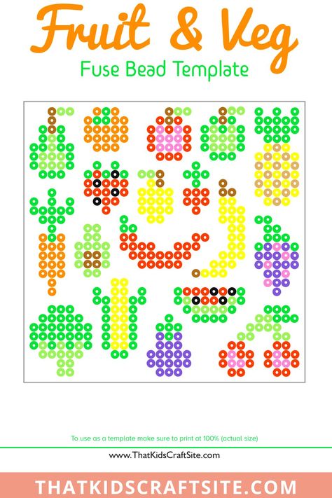 Perler Bead Fruit Patterns, Perler Bead Vegetables, Fruit Perler Bead Patterns, Perler Beads Fruit, Perler Bead Food Patterns, Fruit Perler Beads, Easy Perler Bead Patterns Simple, Fruit Pixel Art, Beading Patterns Free Tutorials