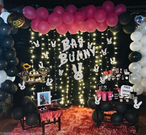 Bad Bunny Party Theme Decorations, Bad Bunny Theme Bachelorette, Bad Bunny Party Ideas, Bad Bunny Birthday Party Decorations, Bad Bunny Centerpieces, Bad Bunny Themed Birthday, Bad Bunny Themed Birthday Party, Bad Bunny Party Theme Ideas, Bad Bunny Party Decoration