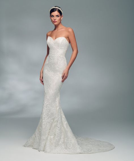 Alencon Lace Wedding Dress, Lazaro Bridal Gown, Lazaro Bridal, Couture Bridal Gowns, Trumpet Gown, Alencon Lace, Strapless Sweetheart Neckline, Couture Bridal, Styles Ideas