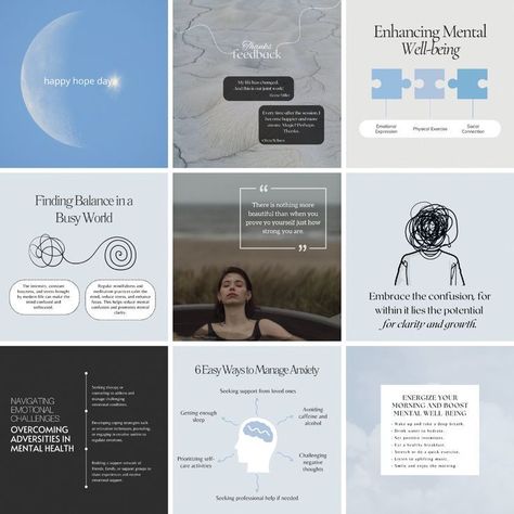 Elevate your Instagram presence with our comprehensive Mental Health Template Bundle, featuring 240 unique portrait and story templates designed to spark engaging conversations. Each template comes with thought-provoking content prompts, empowering you to create compelling posts that resonate with your audience. 

Beyond the story and portrait templates, you'll receive a bonus 12 vibrant Instagram highlight covers to beautifully organize your account and 15 eye-catching carousel post templates to showcase your content in a visually captivating way.  

This all-inclusive bundle is your key to crafting a cohesive and impactful Instagram feed dedicated to mental well-being.  

.#CanvaTemplates #SocialMediaDesign #InstagramIdeas #PinterestTemplates #CreativeCanva App Story, Instagram Grid Design, Carousel Post, Healthcare Branding, Canva Social Media, Instagram Feed Layout, Quote Template, Social Media Poster, Pinterest Templates