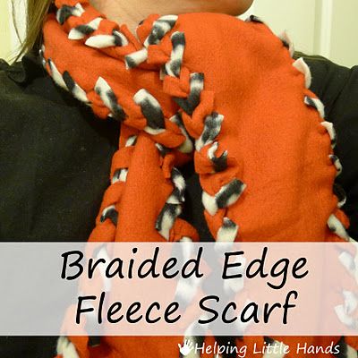 Tutorial: No-Sew Braided Edge Double Layer Fleece Scarf Braided Fleece Blanket Tutorial, Fleece Blanket Edging, Fleece Ideas, Fleece Sewing, Braided Fleece, Fleece Crafts, Fleece Projects, No Sew Fleece Blanket, No Sew Blankets