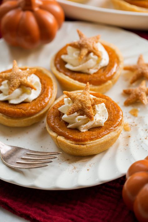 Decorative Pie Crust, Store Bought Pie Crust, Mini Pumpkin Pies, Cupcake Pans, Sweetened Whipped Cream, Pumpkin Pies, Pumpkin Pie Filling, Cooking Classy, Mini Pies