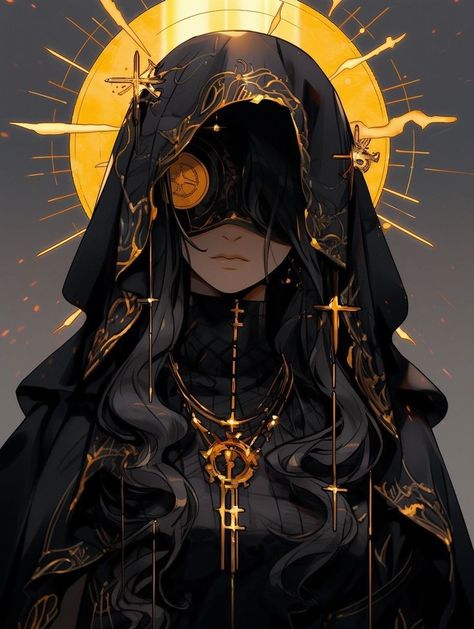 Fantasy Villian, Nun Character Design, Priestess Character Design, Spooky Anime, Persona Anime, Dnd Art, Female Character Design, Dnd Characters, Character Portraits