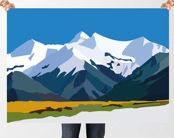 Abstract Mountain Illustration, Alaska Snowy Mountain Print, Instant Download, Printable Mountain Art, Nursery Decor, Wilderness Abstract Mountains, Mountain Quilts, Geometric Mountain, Mountain Illustration, Mountain Designs, Mountain Print, Landscape Poster, Mountain Paintings, Mountain Art