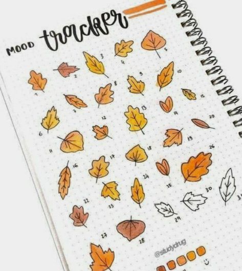 Leaf Doodles, Mood Tracker Ideas, Bullet Journal Mood Tracker, Journal Mood Tracker, Bullet Journal Headers, Journal Tracker, Bullet Journal Page, Tracker Ideas, Bullet Journal 2020