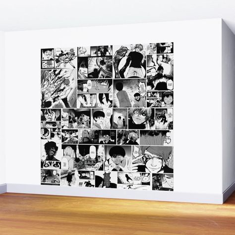 Tokyo Ghoul Manga Caps Wall Mural Manga Panels Wall Decor, Dream Aestethic, Manga Wall Room, Wall Room Aesthetic, Uk Bedroom, Wall Aesthetic, Manga Wall, Otaku Room, Tokyo Ghoul Manga