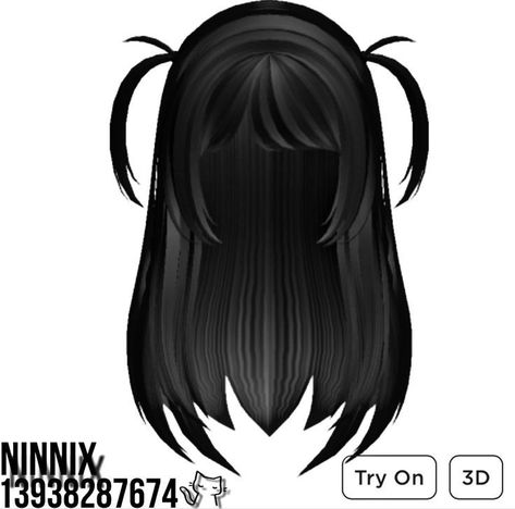 Black Hair Roblox Codes, Berry Avenue Black Hair Codes, Roblox Black Hair Codes, Anime Pigtails, Black Hair Codes, Black Emo Hair, Black Hair Id Roblox, Gyaru Hair, Emo Shirts