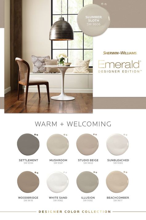 Transitional Style Color Palette, Neutral Room Paint Colors, Japandi Wall Paint Colors, Sherwin Williams Designer Colors, Perfect Greige Sherwin Williams Living Room, Beige Contrast Colors, Paint Colors For Home Sherwin Williams, Soft Taupe Paint Colors, Smoky Taupe Paint Color