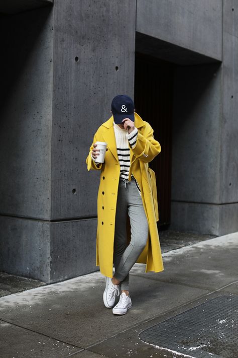 Blair Eadie, Yellow Clothes, Cozy Outfits, Atlantic Pacific, Yellow Coat, Autumn Clothing, Winter Lookbook, Style Muse, Online Closet