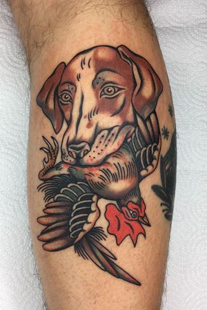 Tattoo uploaded by Aaron • Deer hunting and cishing tattoo • Tattoodo Hunting Dog Tattoo, Dog Tattoo Traditional, Hunting Tattoos For Guys, Traditional Dog Tattoo, Hunting Tattoos, Traditional Tattoo Design, Dog Tattoo, American Traditional, Deer Hunting