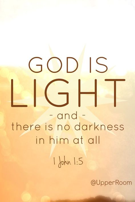 God is light and there is no darkness in him at all. -1 John 1:5 God Is Light, Devotional Guide, Light Shines In The Darkness, Words Of God, John 1 5, Biblical Inspiration, Christian Bible Verses, Favorite Bible Verses, Gods Grace