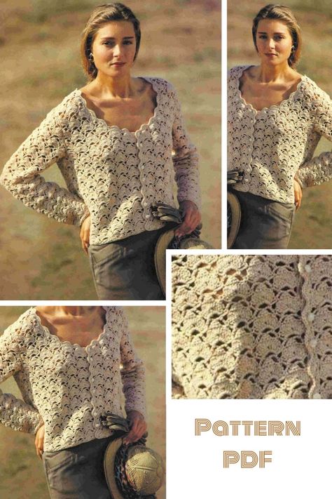 livraison gratuite par mail merci et à bientôt Vintage Cardigan Pattern, Lace Crochet Cardigan, Cardigan Au Crochet, Gilet Crochet, Vintage Crochet Patterns, Vintage Crochet Pattern, Lace Vest, Crochet Coat, Crochet Cardigan Pattern