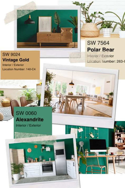 Sherwin Williams Alexandrite Paint, Alexandrite Sherwin Williams, Sherwin Williams Alexandrite, Green Mood Board Interior, Green Sherwin Williams, Green Mood Board, Garage Entryway, Jadite Green, Retro Kitchens