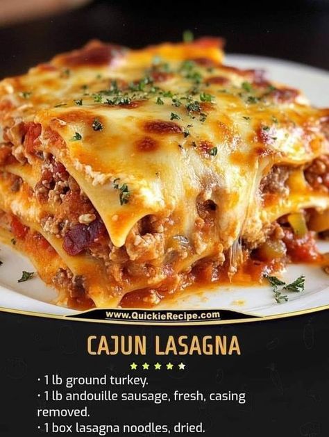 Paula Deen Recipes ،🥪🥩 | Cajun Lasagna | Facebook Cajun Lasagna, Quick Easy Recipes, Paula Deen Recipes, Classic Lasagna, No Noodle Lasagna, Andouille Sausage, Andouille, Cajun Recipes, Paula Deen