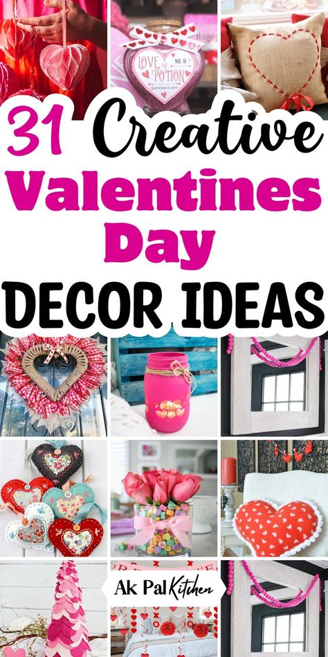 DIY Valentines Day Decor that will add a touch of love to your space. Explore homemade Valentine’s decorations, like easy DIY Valentine's Day wreaths, garlands, and romantic Valentine's Day centerpieces. Whether you’re planning a Valentine’s Day party or just want festive romantic home decor, these February ideas make it simple. Discover Valentine's Day room decor, cute Valentine's Day crafts, and table settings that are perfect for creating a warm and loving atmosphere. Diy Valentine Decorations Homemade, Valentines Dollar Tree Diy Gift Ideas, February Crafts For Adults Diy, Diy Valentines Party Decorations, Valentine's Day Crafts For Adults, Valentines Diy Crafts To Sell, Valentines Day Crafts For Adults, Valentines Diy Crafts, Valentines Decor Ideas